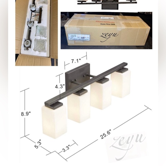 ZEYU (4)-LIGHT 26” WALL HANGING VANITY LIGHTING FIXTURE-BRONZE - NEW - Picture 2 of 5